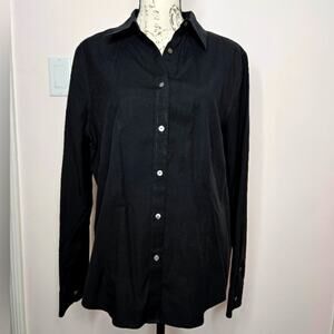 Talbots Womens Size 12 Black Dress Shirt Long Sleeve Collared Button Down